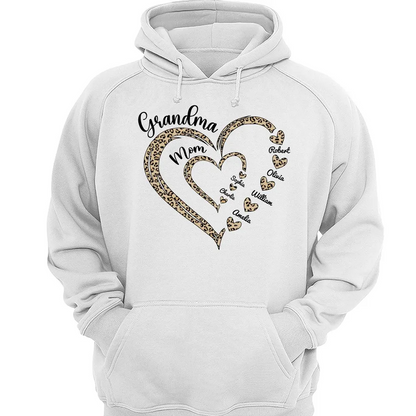 Leopard Grandma Mom Heart In Heart Personalized Shirt