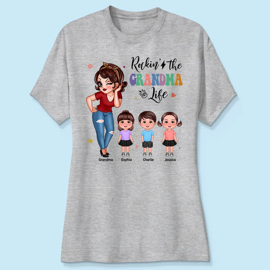 Rockin' Grandma Life Colorful Vintage Style Personalized Shirt