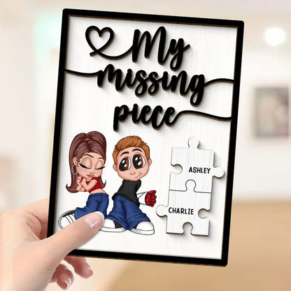 Y2K Couple My Missing Piece Personalized 2-layer Wooden Plaque, Valentine's Day Gift For Him, For Her