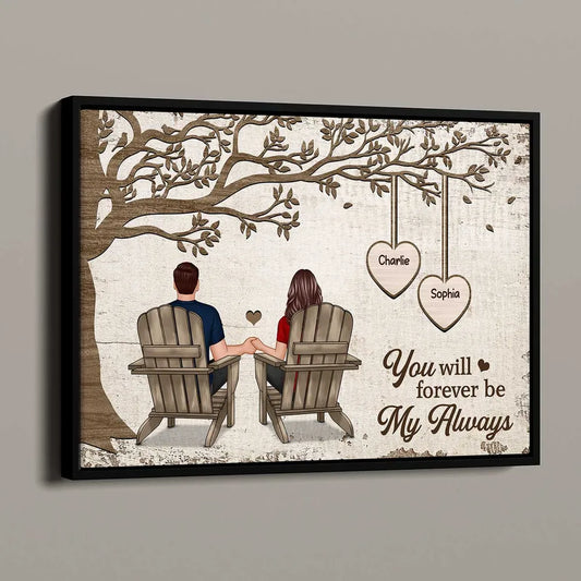 Couple Back View Sitting Under Tree Personalized Poster, Perfect Anniversary Gift For Him, For Her