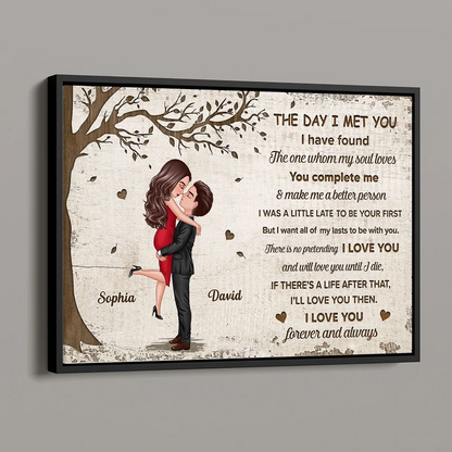 The Day I Met You Hugging Kissing Couple - Personalized Poster