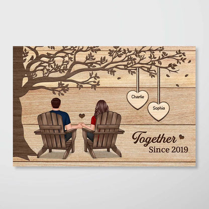 Couple Back View Sitting Under Tree Personalized Poster, Perfect Anniversary Gift For Him, For Her
