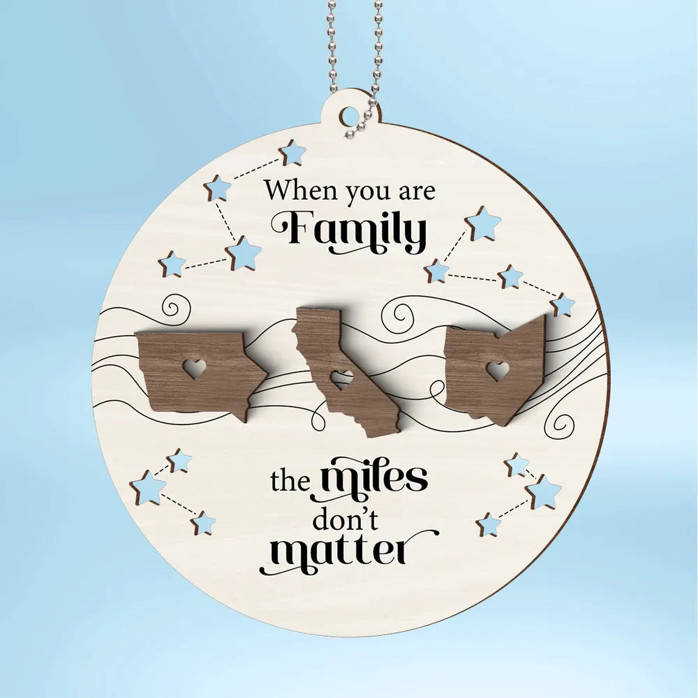 Long Distance Family Friends Siblings Sisters Besties Personalized 2-Layered Wooden Ornament, Togetherness Christmas Gift