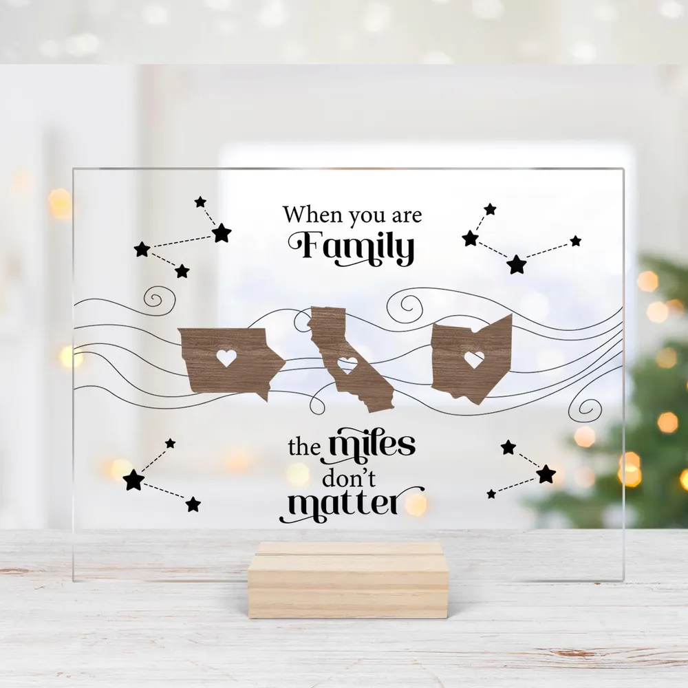 Long Distance Family Friends Siblings Sisters Besties Personalized Acrylic Plaque, Togetherness Christmas Gift