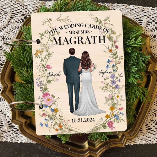 Wildflower Wedding Couple Personalized Card Keeper, Wedding Shower Card Holder
