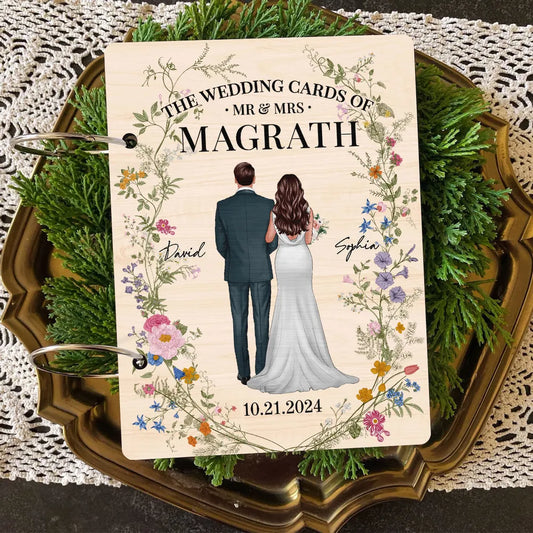 Wildflower Wedding Couple Personalized Card Keeper, Wedding Shower Card Holder