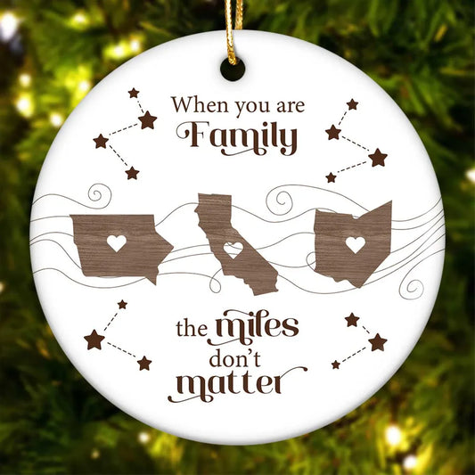 Long Distance Family Friends Siblings Sisters Besties Personalized Acrylic Ornament, Togetherness Christmas Gift