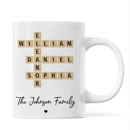 Family Crossword Puzzle Art Gift For Family Friends Personalized Mug