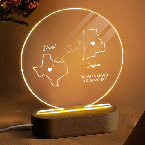 Custom Two Map Night Light for Couples, Gift for Her/Him, Long Distance Relationship Gift, Going Away Gift, Couple Gift, Christmas Gift