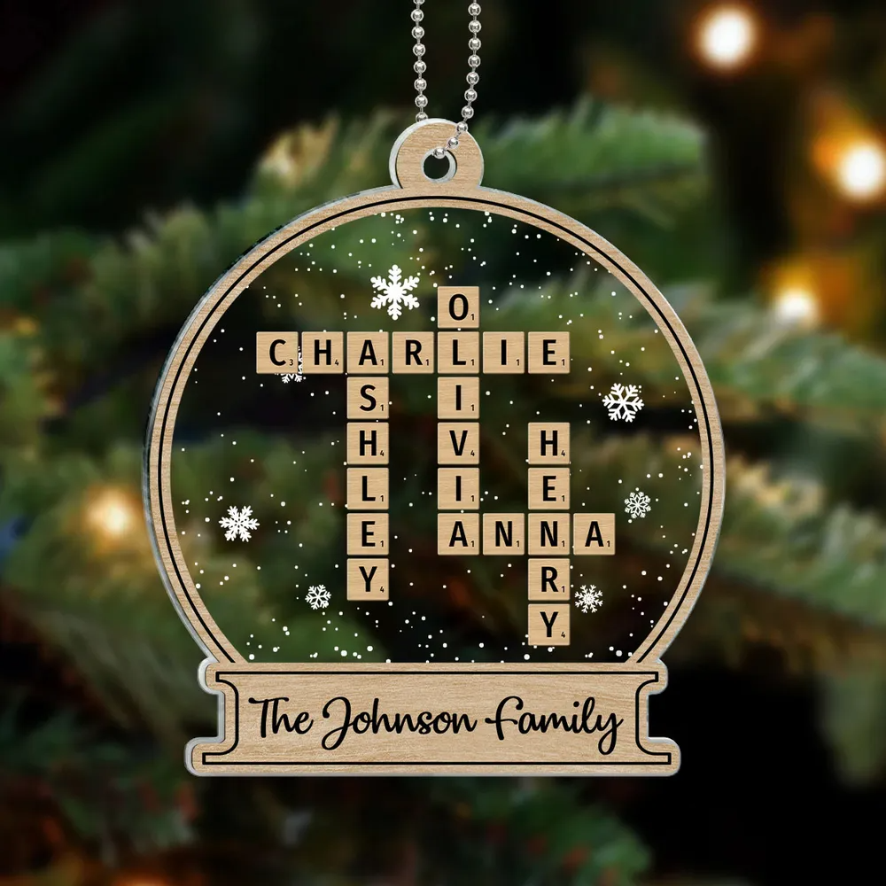 Family Gift Christmas Decor Crossword Puzzle Art Personalized Acrylic Ornament