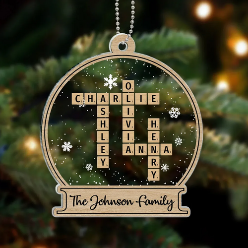 Family Gift Christmas Decor Crossword Puzzle Art Personalized Acrylic Ornament