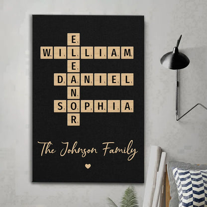 Family Crossword Art - Created In A Moment, Treasured Forever Personalized Poster Print