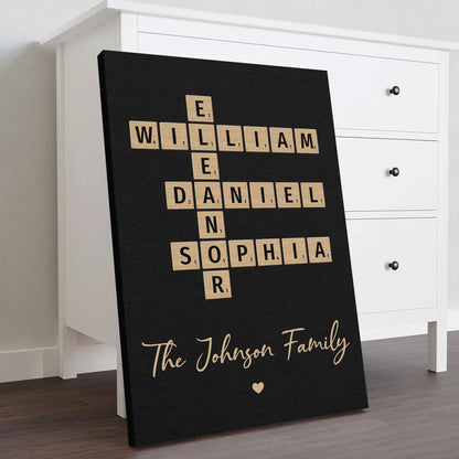 Family Crossword Art - Created In A Moment, Treasured Forever Personalized Poster Print