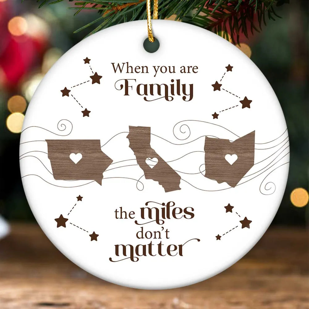 Long Distance Family Friends Siblings Sisters Besties Personalized Acrylic Ornament, Togetherness Christmas Gift