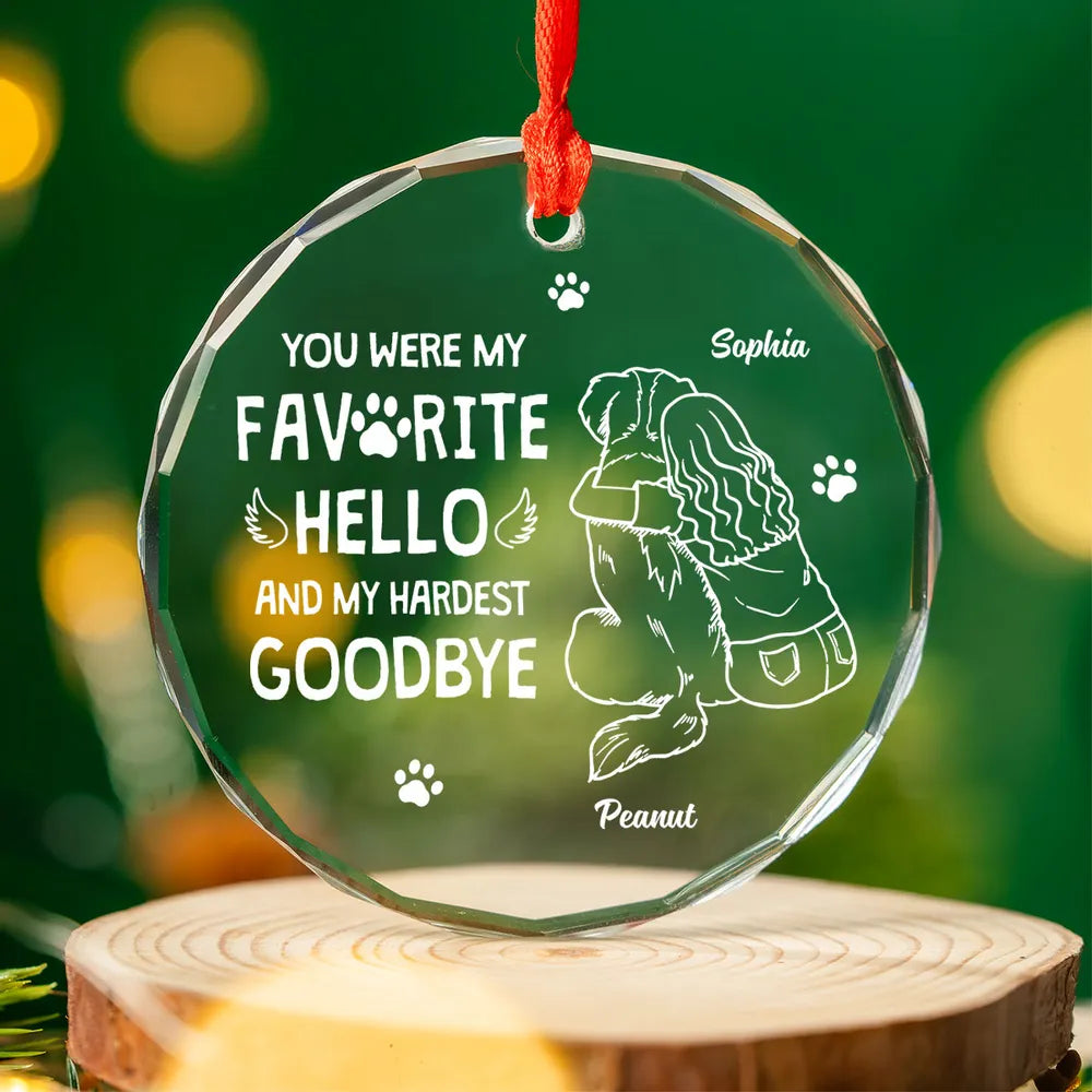 Dog Memorial Outline Personalized Acrylic Ornament, Christmas Keepsake