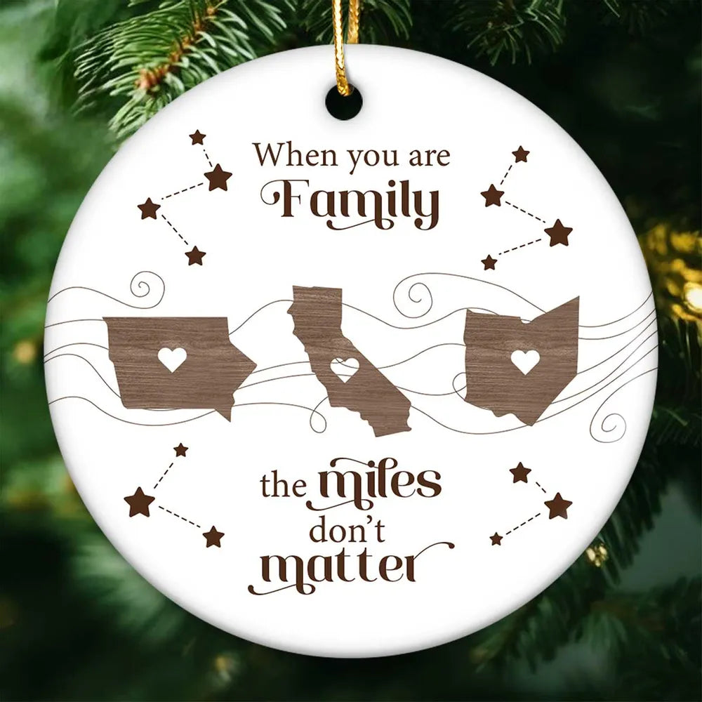 Long Distance Family Friends Siblings Sisters Besties Personalized Acrylic Ornament, Togetherness Christmas Gift