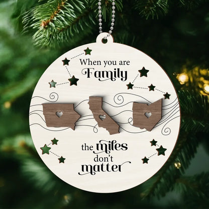 Long Distance Family Friends Siblings Sisters Besties Personalized Wooden Ornament, Togetherness Christmas Gift