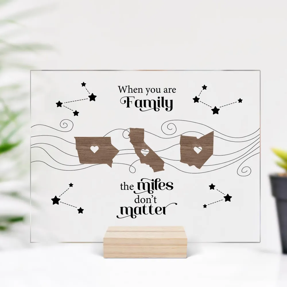 Long Distance Family Friends Siblings Sisters Besties Personalized Acrylic Plaque, Togetherness Christmas Gift