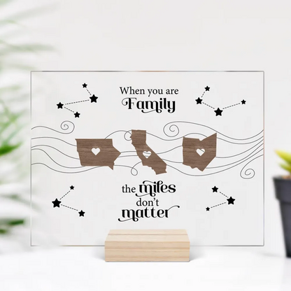 Long Distance Family Friends Siblings Sisters Besties Personalized Acrylic Plaque, Togetherness Christmas Gift