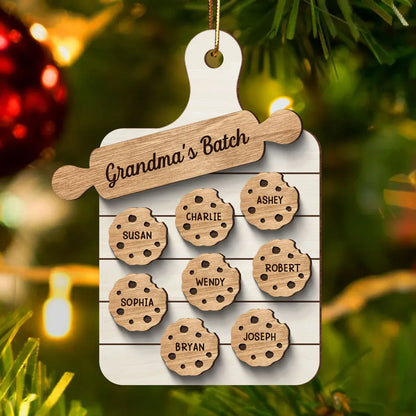 Family Grandma's Batch Personalized 2-Layered Wooden Ornament, Christmas Gift For Grandmas, Grandkids