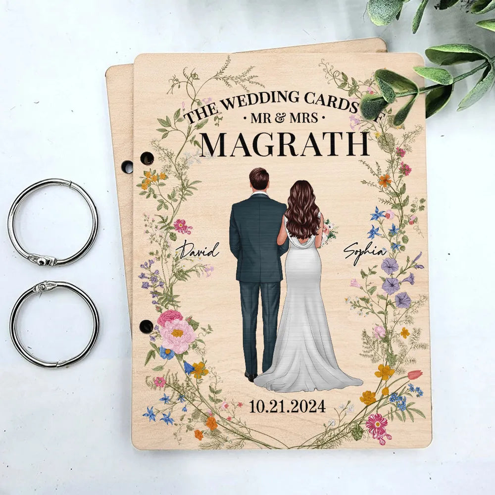 Wildflower Wedding Couple Personalized Card Keeper, Wedding Shower Card Holder