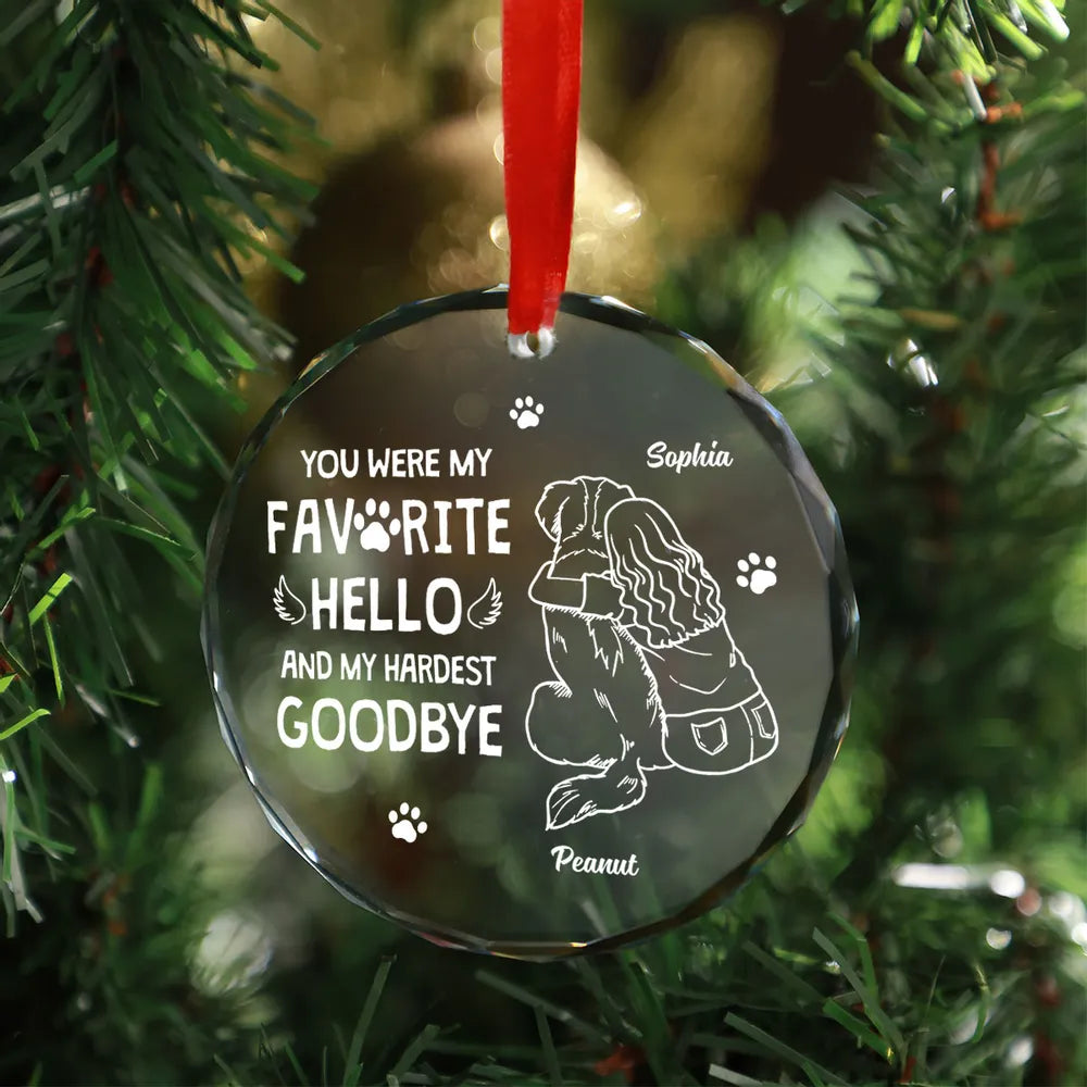 Dog Memorial Outline Personalized Acrylic Ornament, Christmas Keepsake