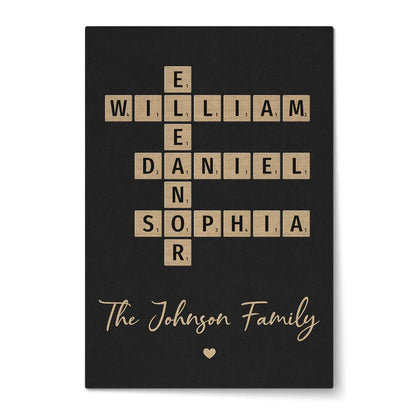 Family Crossword Art - Created In A Moment, Treasured Forever Personalized Poster Print