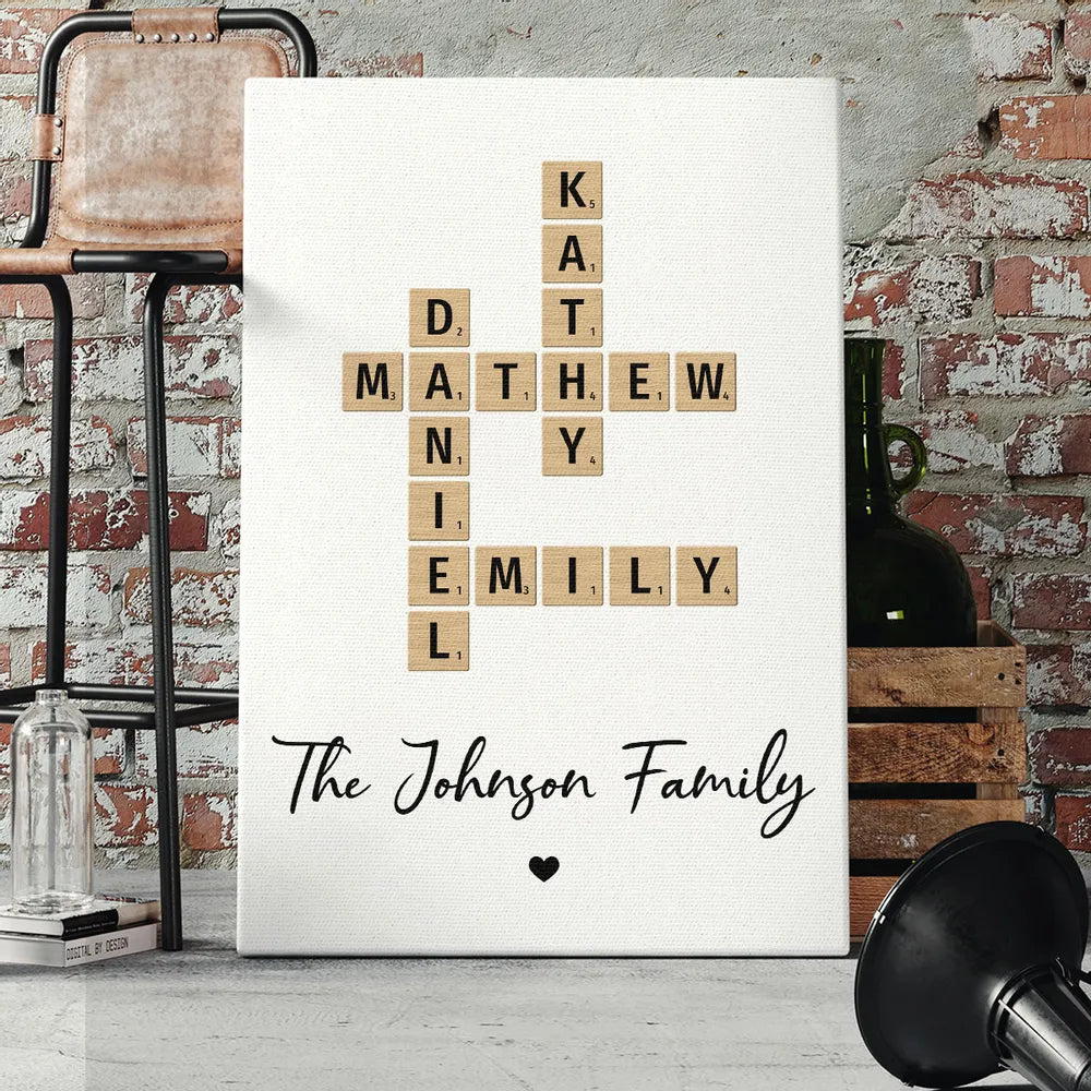 Family Crossword Art - Created In A Moment, Treasured Forever Personalized Poster Print