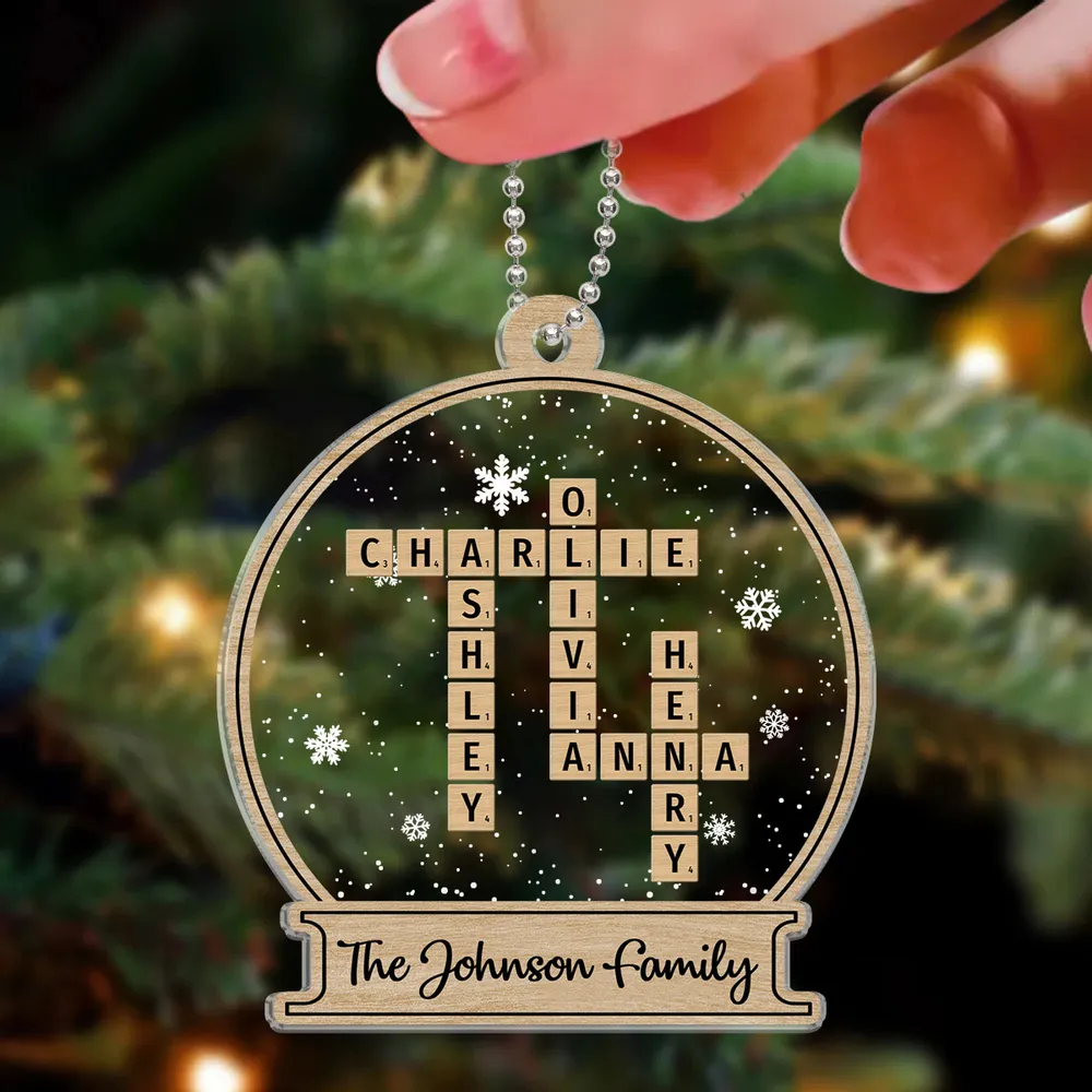 Family Gift Christmas Decor Crossword Puzzle Art Personalized Acrylic Ornament