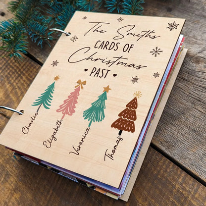 Pine Tree Family Personalized Christmas Card Keeper, Birthday, Wedding, Holiday Card Holder