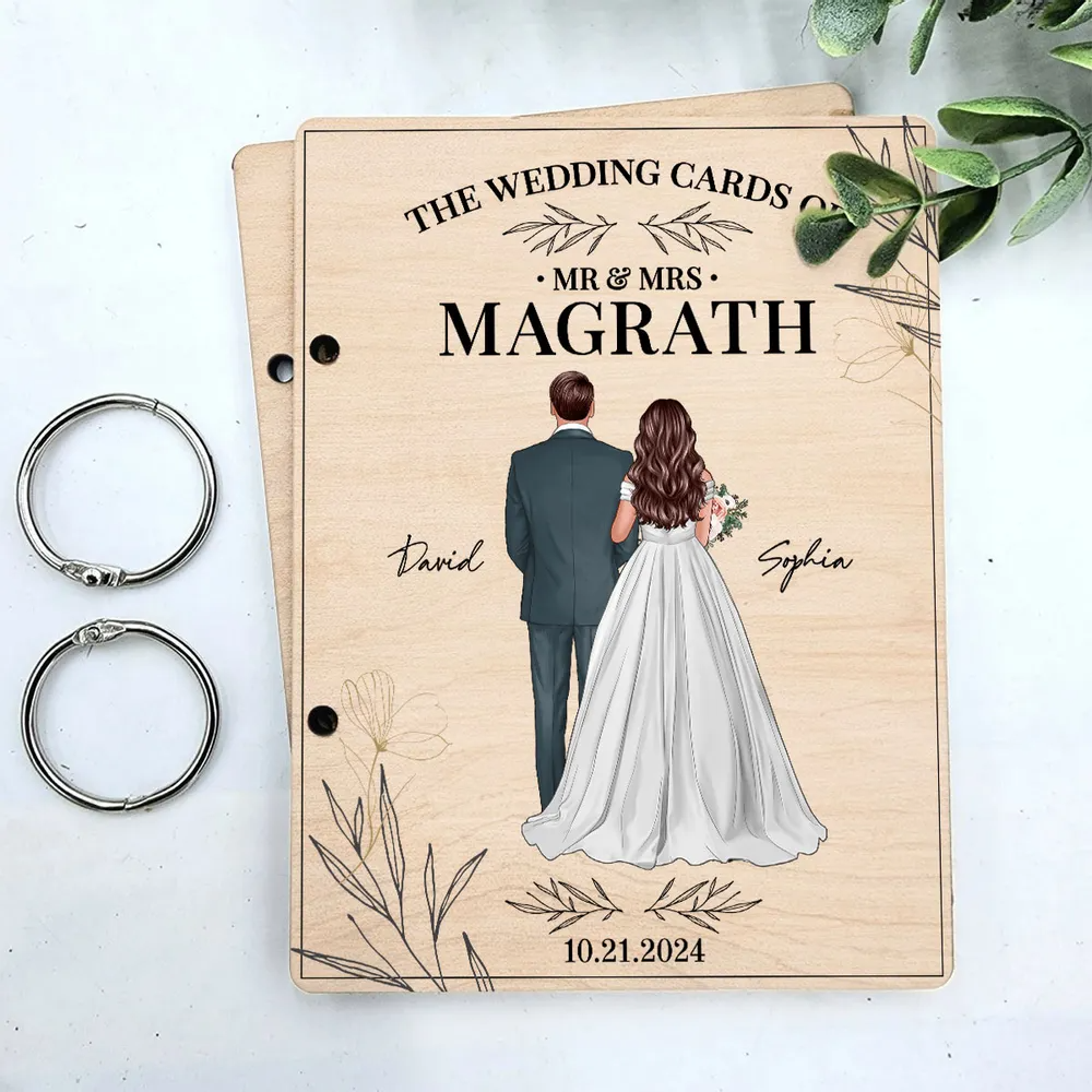 Floral Wedding Couple Personalized Card Keeper, Wedding Shower Card Holder