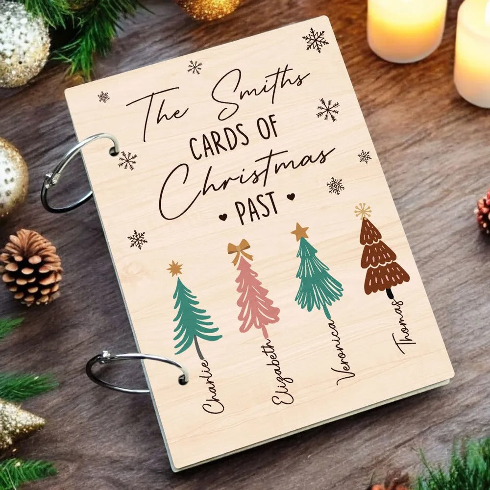 Pine Tree Family Personalized Christmas Card Keeper, Birthday, Wedding, Holiday Card Holder