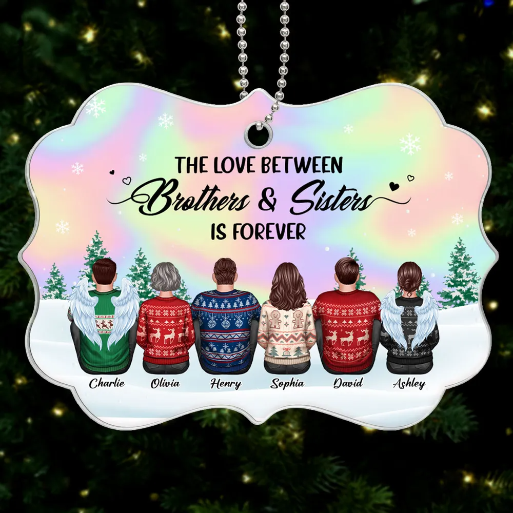 Beautiful Sky BROTHERS & SISTERS Sitting Personalized Acrylic Ornament