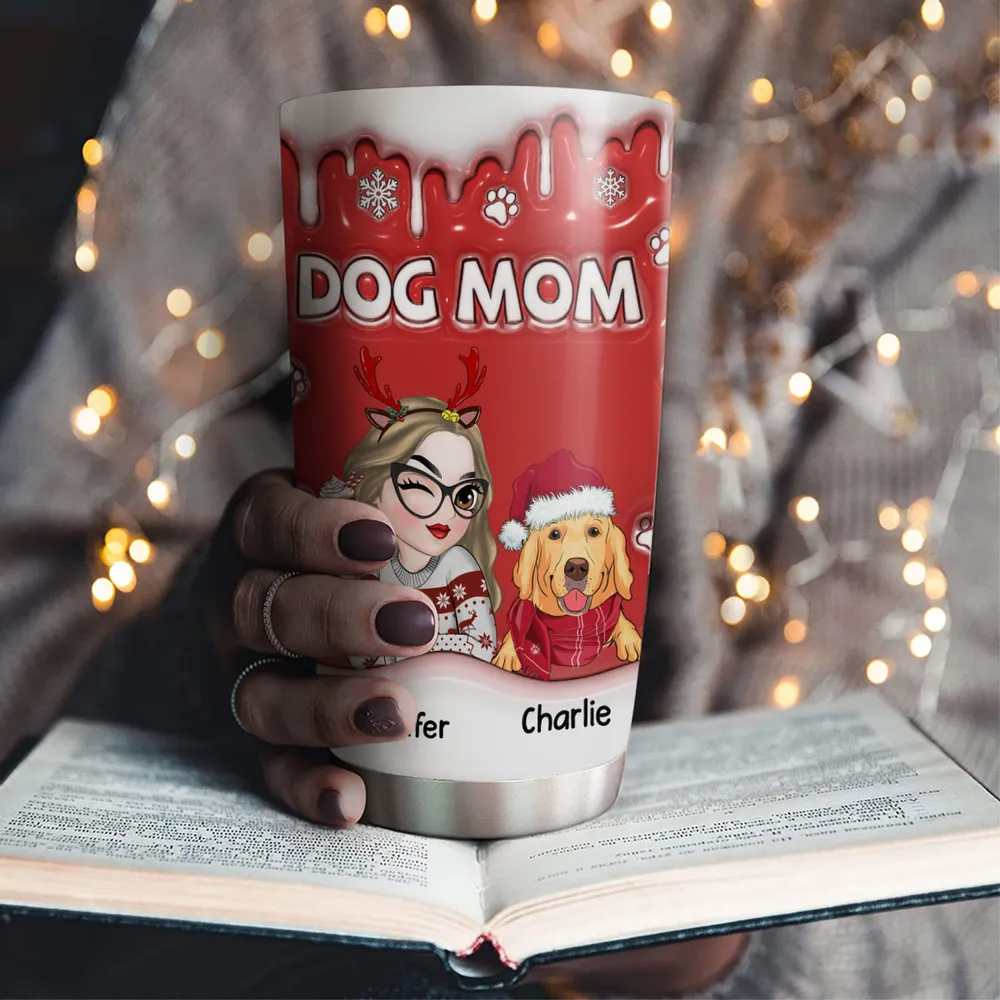 Christmas Mom Of Dogs - Personalized Custom 3D Inflated Effect Tumbler