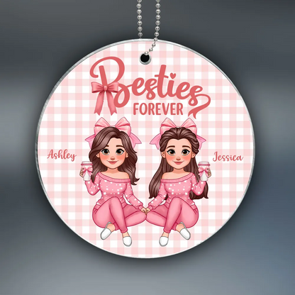 Coquette Besties Forever Christmas Personalized Acrylic Ornament