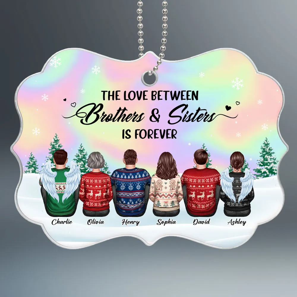 Beautiful Sky BROTHERS & SISTERS Sitting Personalized Acrylic Ornament