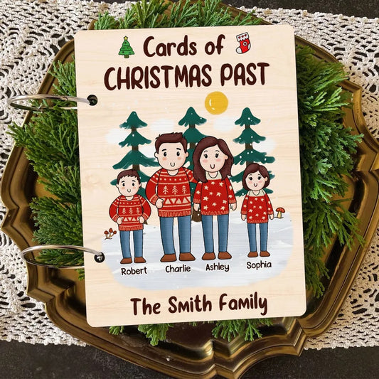 Comic Family Together Christmas Personalized Card Keeper, Card Holder, Card Book, Cards Keepsake