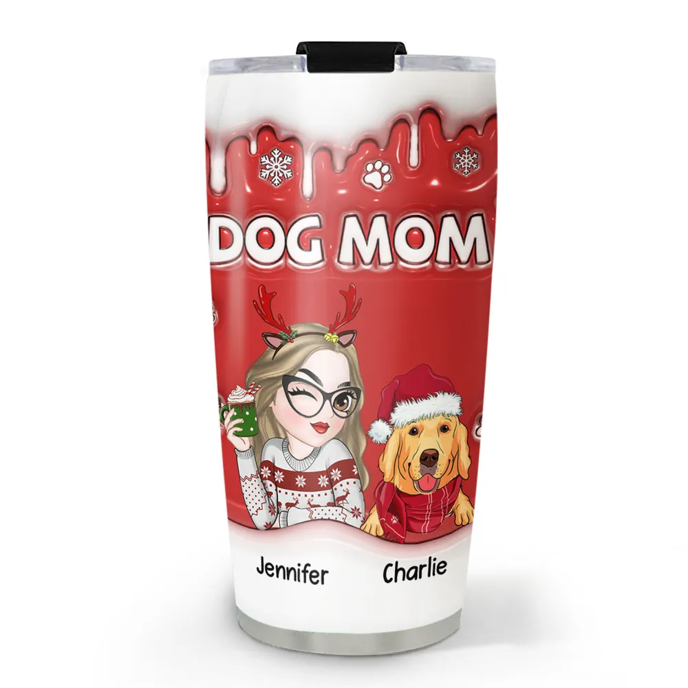 Christmas Mom Of Dogs - Personalized Custom 3D Inflated Effect Tumbler