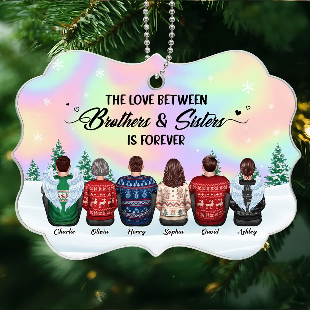 Beautiful Sky BROTHERS & SISTERS Sitting Personalized Acrylic Ornament