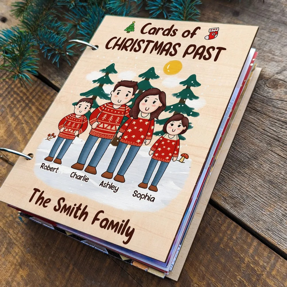 Comic Family Together Christmas Personalized Card Keeper, Card Holder, Card Book, Cards Keepsake