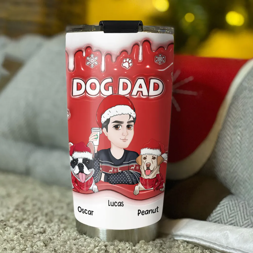 Christmas Mom Of Dogs - Personalized Custom 3D Inflated Effect Tumbler