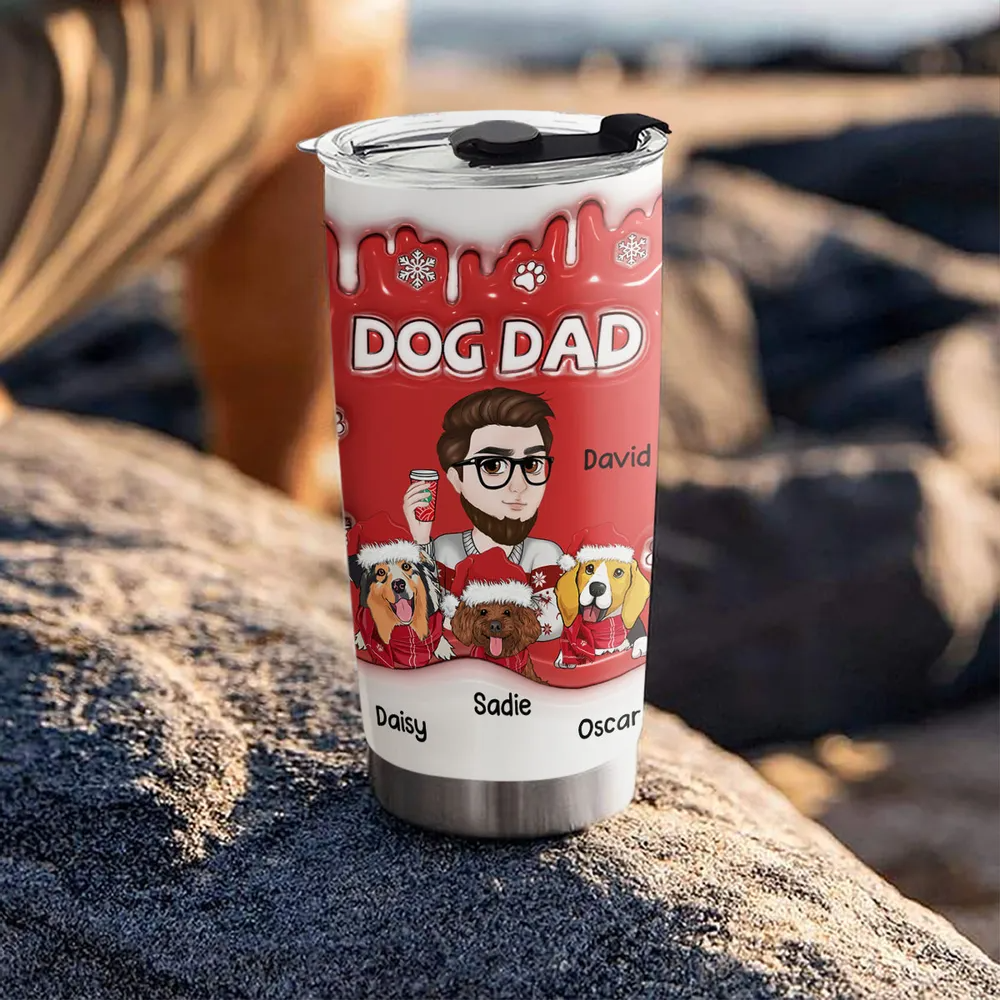 Christmas Mom Of Dogs - Personalized Custom 3D Inflated Effect Tumbler