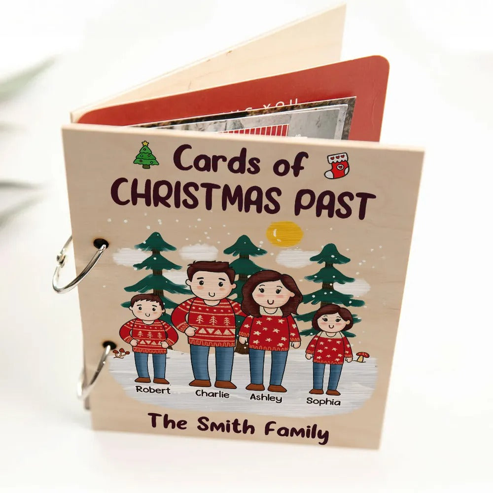 Comic Family Together Christmas Personalized Card Keeper, Card Holder, Card Book, Cards Keepsake