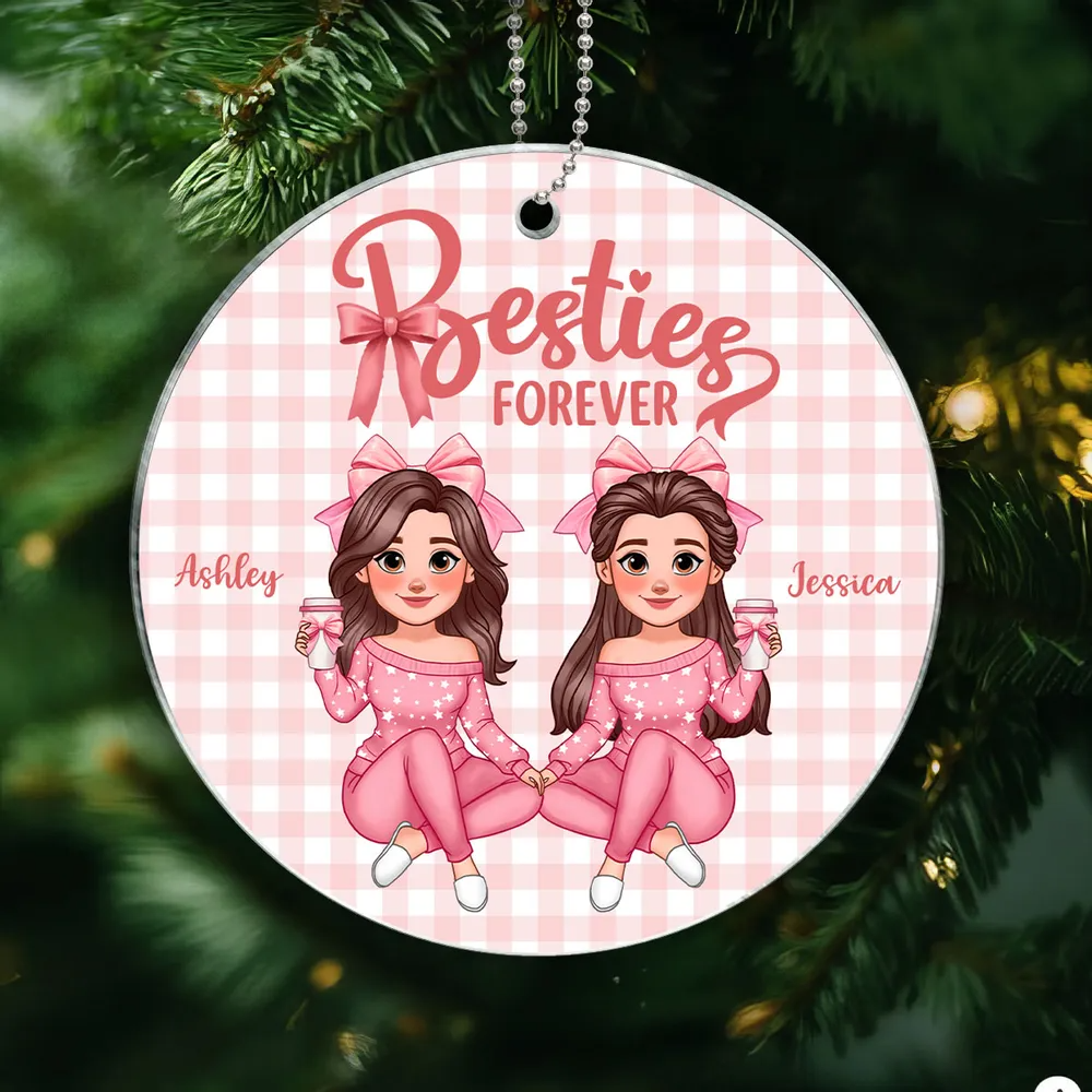 Coquette Besties Forever Christmas Personalized Acrylic Ornament