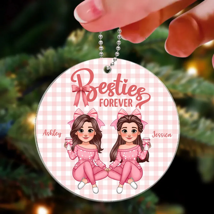 Coquette Besties Forever Christmas Personalized Acrylic Ornament