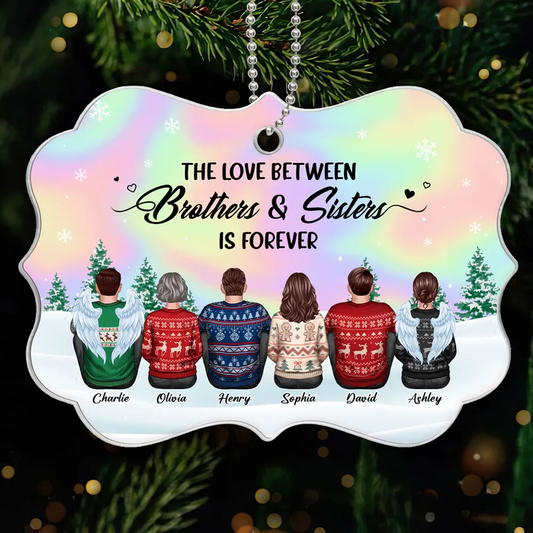 Beautiful Sky BROTHERS & SISTERS Sitting Personalized Acrylic Ornament