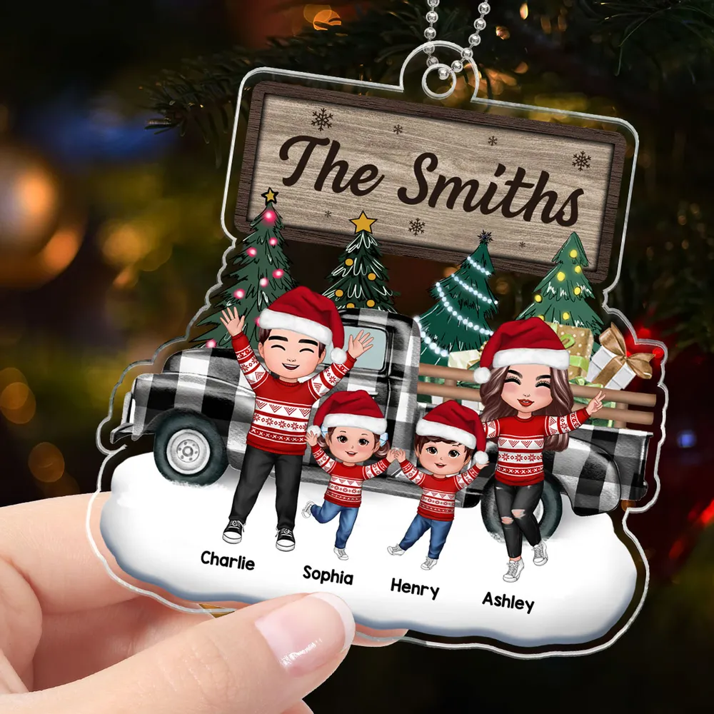 Christmas Family Truck Personalized Acrylic Ornament