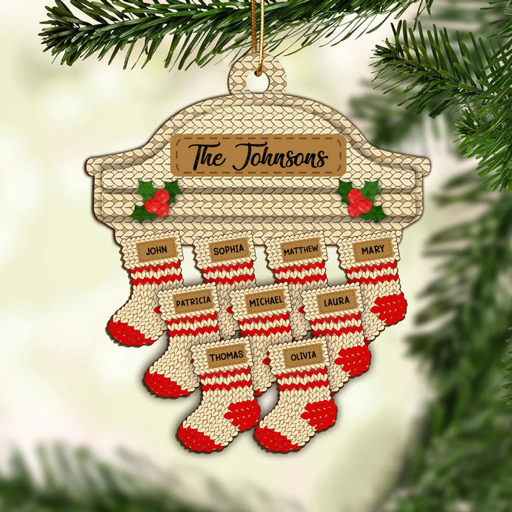 2024 Family Name Stocking Personalized Wooden Ornament