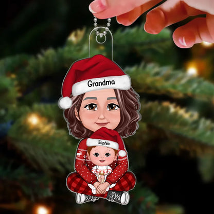 Grandma & Grandkid Christmas Gift For Granddaughter Grandson Personalized Acrylic Ornament