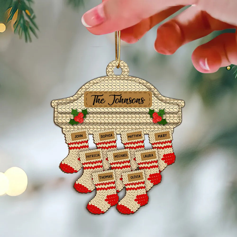 2024 Family Name Stocking Personalized Wooden Ornament